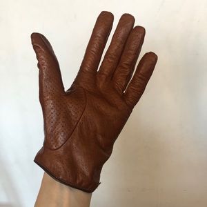 Brown Leather Gloves Size S